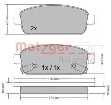 Тормозные колодки дисковые METZGER 1170164
