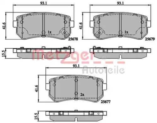 Тормозные колодки дисковые METZGER 1170886