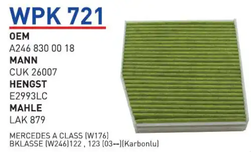 Салонный фильтр WUNDER WPK721