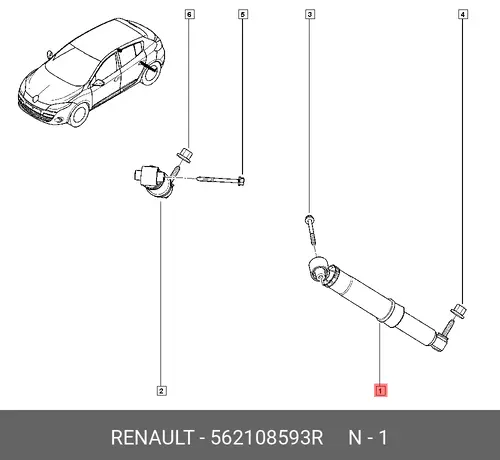 АМОРТИЗАТОР ЗАДНИЙ 562108593R RENAULT