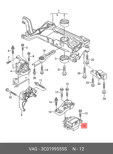 (8 ГР.), (VW), ОПОРА РЕДУКТОРА 3C0199555S VAG