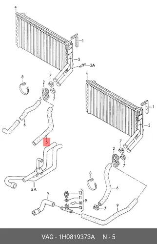 патрубок печки VW 1H0819373A VAG
