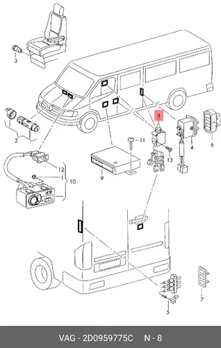 привод центр. замка MB 2D0959775C VAG