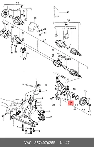 подшипник ступицы передней VW 357407625E VAG