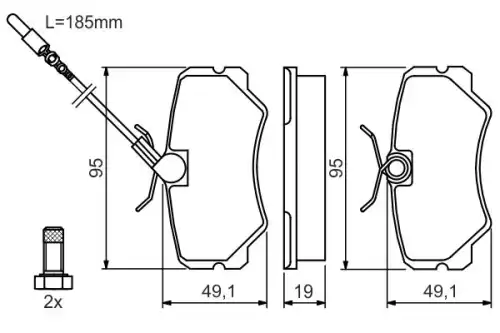 Тормозные колодки дисковые передняя ось BOSCH 0 986 492 090