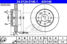 Тормозной диск ATE 24.0124-0146.1 вентилируемый передняя ось