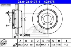 Тормозной диск ATE 24.0124-0178.1 вентилируемый , передняя ось