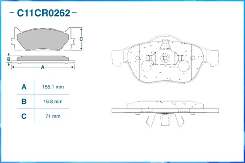 Тормозные колодки дисковые CWORKS C11CR0262