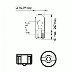 Автолампа накаливания W2.1x9.5d PHILIPS 12256B2 W3W 12