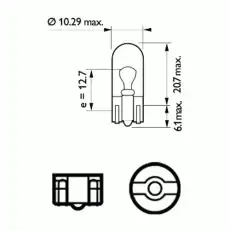 Автолампа накаливания W2.1x9.5d PHILIPS 12961ECOCP 12