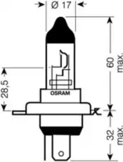 Автолампа галогенная P43t OSRAM 64193SVS H4 12