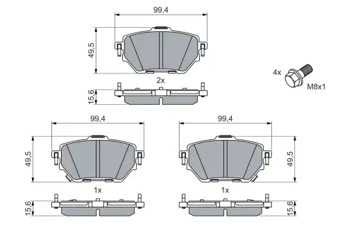 Тормозные колодки дисковые BOSCH 0 986 460 066