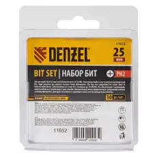 Набор бит 2х25, сталь 2, шестигранный профиль, 10 шт. 11652 DENZEL
