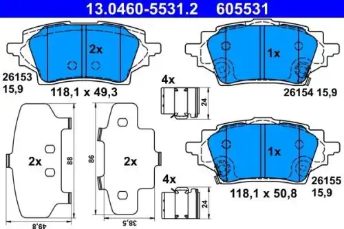 Тормозные колодки дисковые ATE 13.0460-5531.2