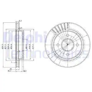 Тормозной диск DELPHI BG2700 вентилируемый , задняя ось