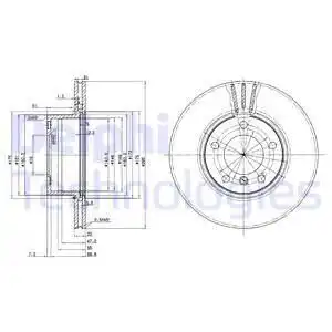 Тормозной диск DELPHI BG3043 вентилируемый , передняя ось