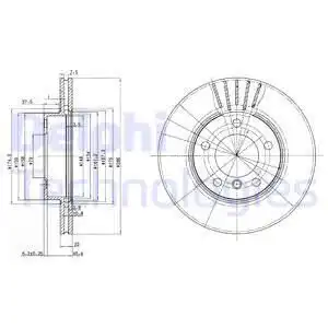 Тормозной диск DELPHI BG2623 вентилируемый , передняя ось
