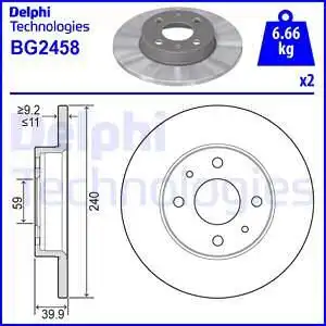 Тормозной диск DELPHI BG2458 полный , передняя ось