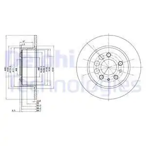Тормозной диск DELPHI BG2103 полный , задняя ось
