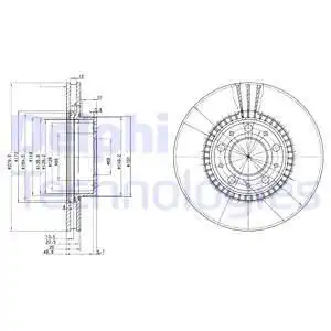 Тормозной диск DELPHI BG2719 вентилируемый , передняя ось