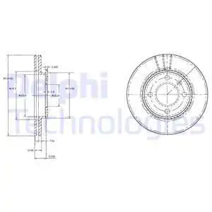 Тормозной диск DELPHI BG2109 вентилируемый , передняя ось
