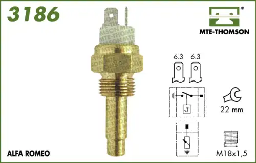 Датчик, температура охлаждающей жидкости 3186 MTE-THOMSON