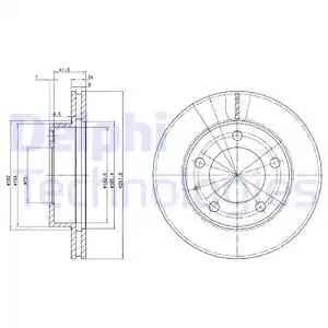 Тормозной диск DELPHI BG2779 вентилируемый , передняя ось