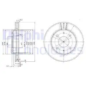 Тормозной диск DELPHI BG3202 вентилируемый , передняя ось