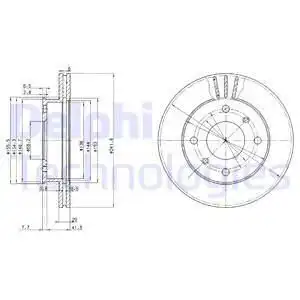Тормозной диск DELPHI BG2632 вентилируемый , передняя ось