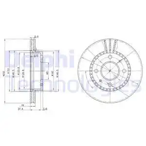Тормозной диск DELPHI BG3206 вентилируемый , передняя ось