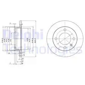 Тормозной диск DELPHI BG2118 полный , передняя ось