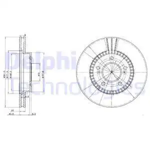 Тормозной диск DELPHI BG3061 вентилируемый , передняя ось