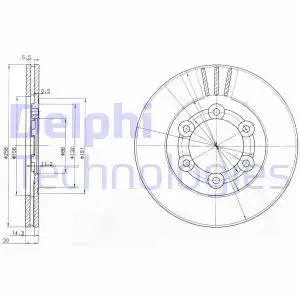 Тормозной диск DELPHI BG2416 вентилируемый , передняя ось