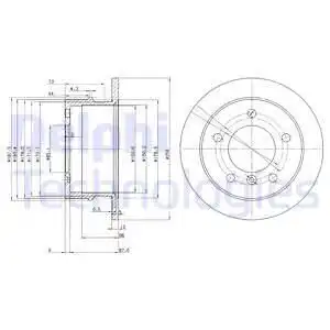 Тормозной диск DELPHI BG3235 полный , задняя ось