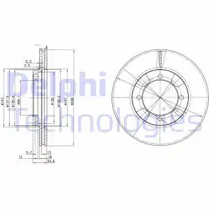 Тормозной диск DELPHI BG2808 вентилируемый , передняя ось