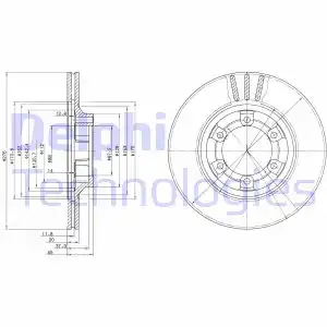 Тормозной диск DELPHI BG2558 вентилируемый , передняя ось
