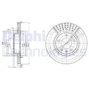 Тормозной диск DELPHI BG2460 вентилируемый , передняя ось