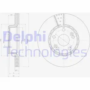 Тормозной диск DELPHI BG2449 вентилируемый , передняя ось