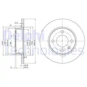 Тормозной диск DELPHI BG2910 полный , передняя ось
