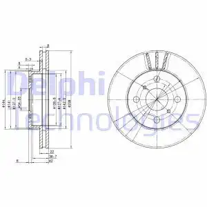 Тормозной диск DELPHI BG2835 вентилируемый , передняя ось