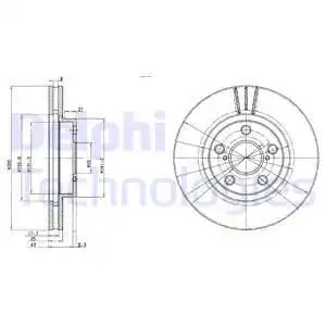 Тормозной диск DELPHI BG3347 вентилируемый , передняя ось