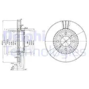 Тормозной диск DELPHI BG2720 вентилируемый , передняя ось