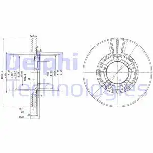 Тормозной диск DELPHI BG4036 вентилируемый , передняя ось