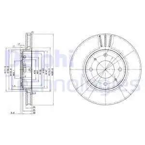 Тормозной диск DELPHI BG3501 вентилируемый , передняя ось