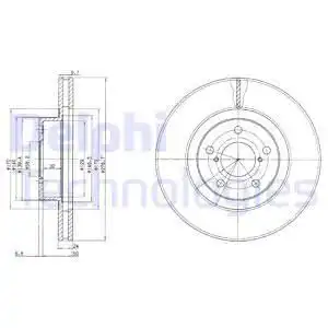 Тормозной диск DELPHI BG2827 вентилируемый , передняя ось