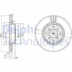 Тормозной диск DELPHI BG2815 вентилируемый , передняя ось