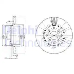 Тормозной диск DELPHI BG3516 вентилируемый , передняя ось