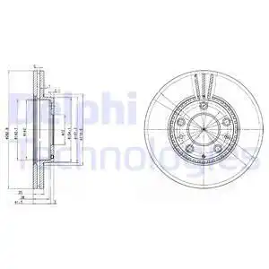 Тормозной диск DELPHI BG3874 вентилируемый , передняя ось