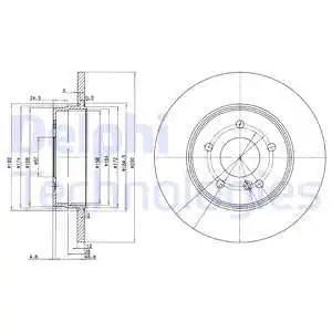 Тормозной диск DELPHI BG3602 полный , задняя ось
