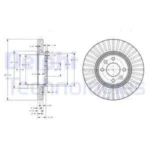 Тормозной диск DELPHI BG3430 вентилируемый , передняя ось